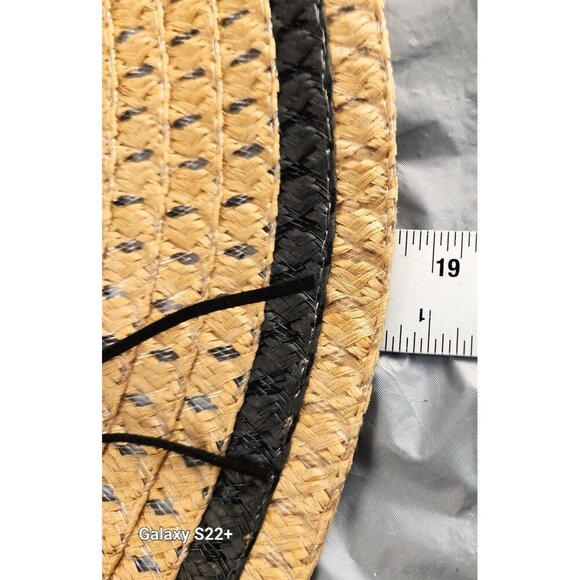 Wide Brim Natural Straw Sun Hat With Black Ribbon Bow Lightweight & Breathable I - Picture 8 of 12